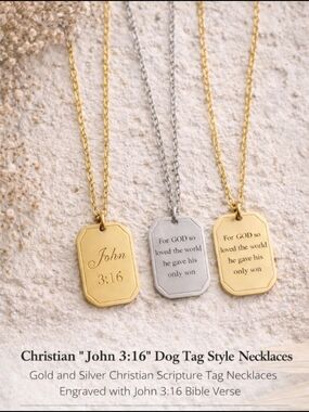 Christian John 3:16 Dog Tag Necklace - Gold & Silver